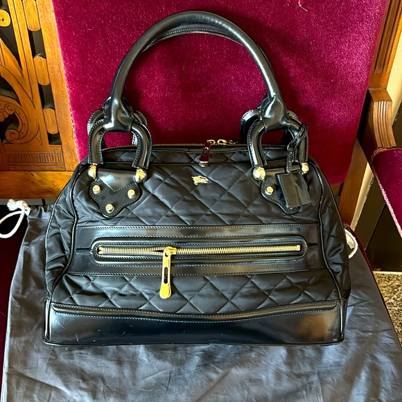 Burberry Prorsum Black Patent Leather Quilted large satchel tote - Picture 1 of 8